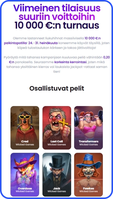 Wicked Games -turnauksen osallistuvat pelit ja 10 000 euron palkintopotti Trickz Casinolla
